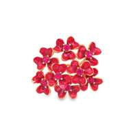 GocciAzzurra - clover gold fucsia stones red glazed ring