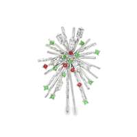 GocciAzzurra - firework crystal orange green brooch
