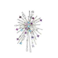 GocciAzzurra - firework crystal ametista celeste brooch