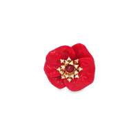 GocciAzzurra - blossom gold crystal&red stones red glazed ring