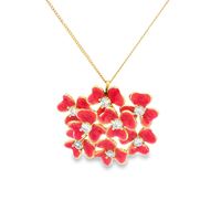 GocciAzzurra - clover gold crystal stones orange glazed necklace