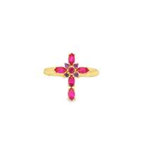 GocciAzzurra - crux gold fucsia&ametista ring