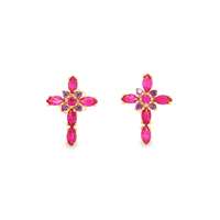 GocciAzzurra - crux gold fucsia&ametista earrings