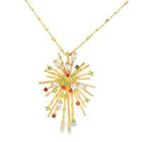 GocciAzzurra - firework gold crystal orange green necklace