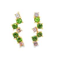 GocciAzzurra - rainbow gold verde&rosa lateral pin earrings