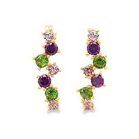 GocciAzzurra - rainbow gold verde&rosa&ametista lateral pin earrings