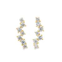 GocciAzzurra - rainbow gold crystal lateral pin earrings