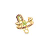 GocciAzzurra - starlike gold safety pin verde&ametista ring