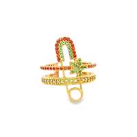 GocciAzzurra - starlike gold safety pin verde&arancio ring