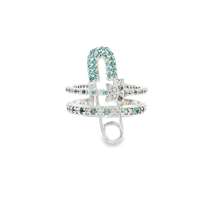 GocciAzzurra - starlike safety pin crystal&celeste ring