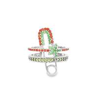 GocciAzzurra - starlike safety pin verde&arancio ring