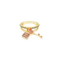 GocciAzzurra - unlock your heart gold celeste&ametista&fucsia ring