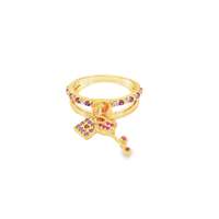 GocciAzzurra - unlock your heart gold crystal&ametista&fucsia ring