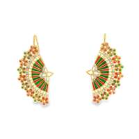 GocciAzzurra - DIVA GOLD CRYSTAL GREEN&ORANGE EARRINGS