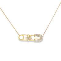 GocciAzzurra - starlike gold crystal safety pin central star necklace