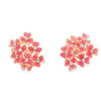 GocciAzzurra - CLOVER GOLD MORGANITE STONES PEACH PINK GLAZED EARRINGS