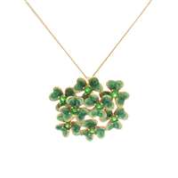 GocciAzzurra - CLOVER GOLD GREEN STONES PEARLY GREEN GLAZED NECKLACE
