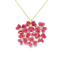 GocciAzzurra - CLOVER GOLD MORGANITE STONES PEARLY PINK GLAZED NECKLACE