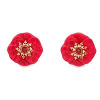 GocciAzzurra - BLOSSOM GOLD CRYSTAL&RED STONES RED GLAZED EARRINGS