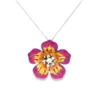 GocciAzzurra - PLUMERIA CRYSTAL STONES PURPLE&YELLOW GLAZED NECKLACE