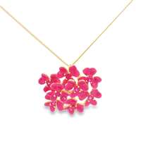 GocciAzzurra - CLOVER GOLD FUCSIA STONES PASTEL PINK GLAZED NECKLACE