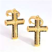 GocciAzzurra - CRUX GOLD BLACK STONES EARRINGS