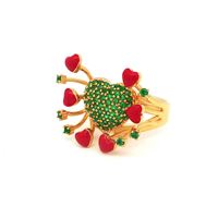 GocciAzzurra - DALì GOLD GREEN STONES RED GLAZED RING