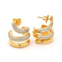GocciAzzurra - SNAKE (small) GOLD CRYSTAL STONES EARRINGS
