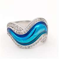 GocciAzzurra - WAVE CRYSTAL STONES BLUE GLAZED RING