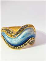 GocciAzzurra - WAVE GOLD BLUE STONES BLUE GLAZED RING