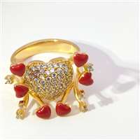 GocciAzzurra - DALì GOLD CRYSTAL STONES RED GLAZED RING