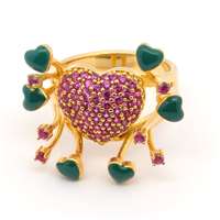 GocciAzzurra - DALì GOLD RUBY STONES GREEN GLAZED RING