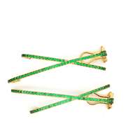 GocciAzzurra - CROSS GOLD GREEN STONES CLIP EARRINGS