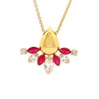 GocciAzzurra - AURORA GOLD CRYSTAL&RUBY STONES NECKLACE