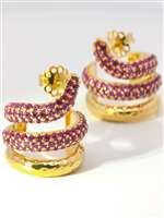 GocciAzzurra - SNAKE (big) GOLD RUBY STONES EARRINGS
