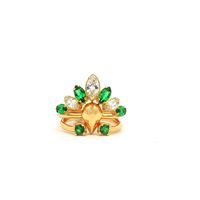 GocciAzzurra - AURORA GOLD GRYSTAL&GREEN STONES RING