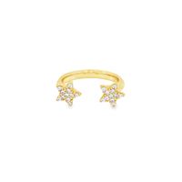 GocciAzzurra - starlike gold crystal two stars ring
