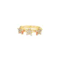 GocciAzzurra - starlike gold crystal three stars ring