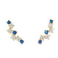 GocciAzzurra - rainbow gold crystal&blue earrings central pin