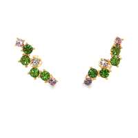 GocciAzzurra - rainbow gold verde rosa earrings central pin