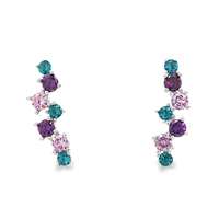 GocciAzzurra - rainbow paraiba ametista rosa earrings lateral pin