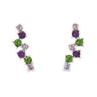 GocciAzzurra - rainbow verde rosa ametista earrings lateral pin