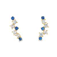 GocciAzzurra - rainbow gold crystal blue earrings lateral pin