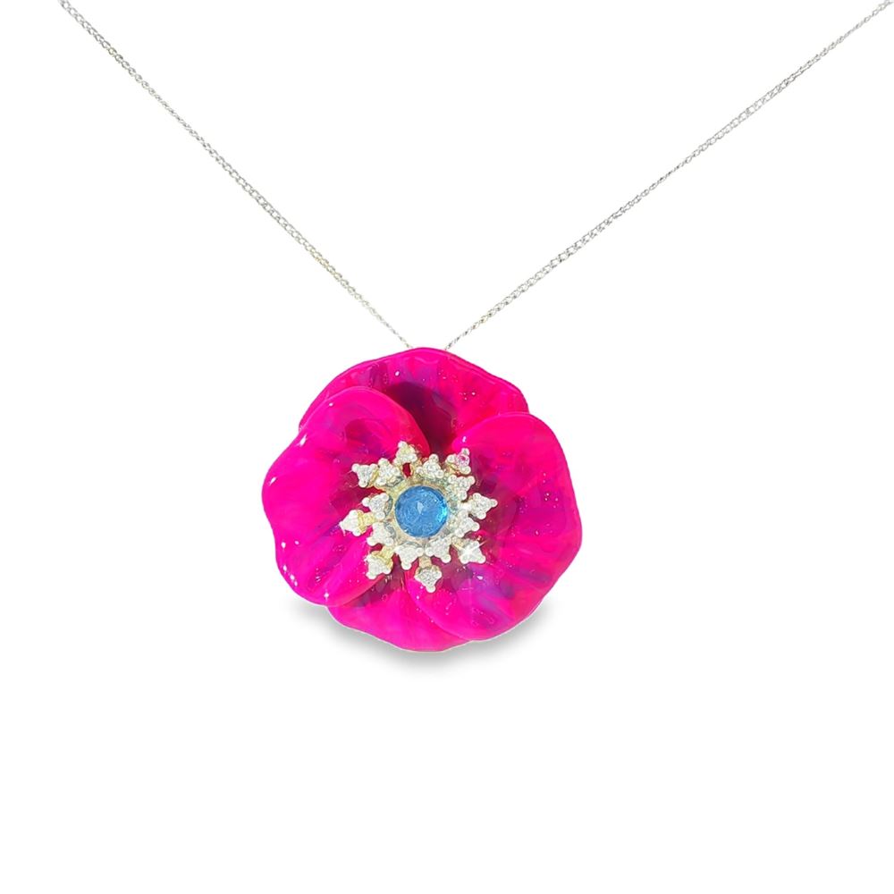 blossom crystal celeste stones pink glazed necklace