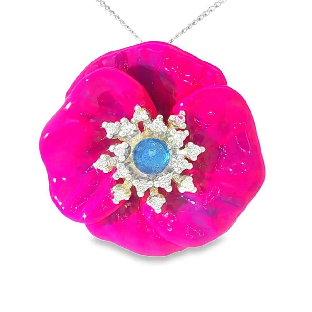 blossom crystal celeste stones pink glazed necklace