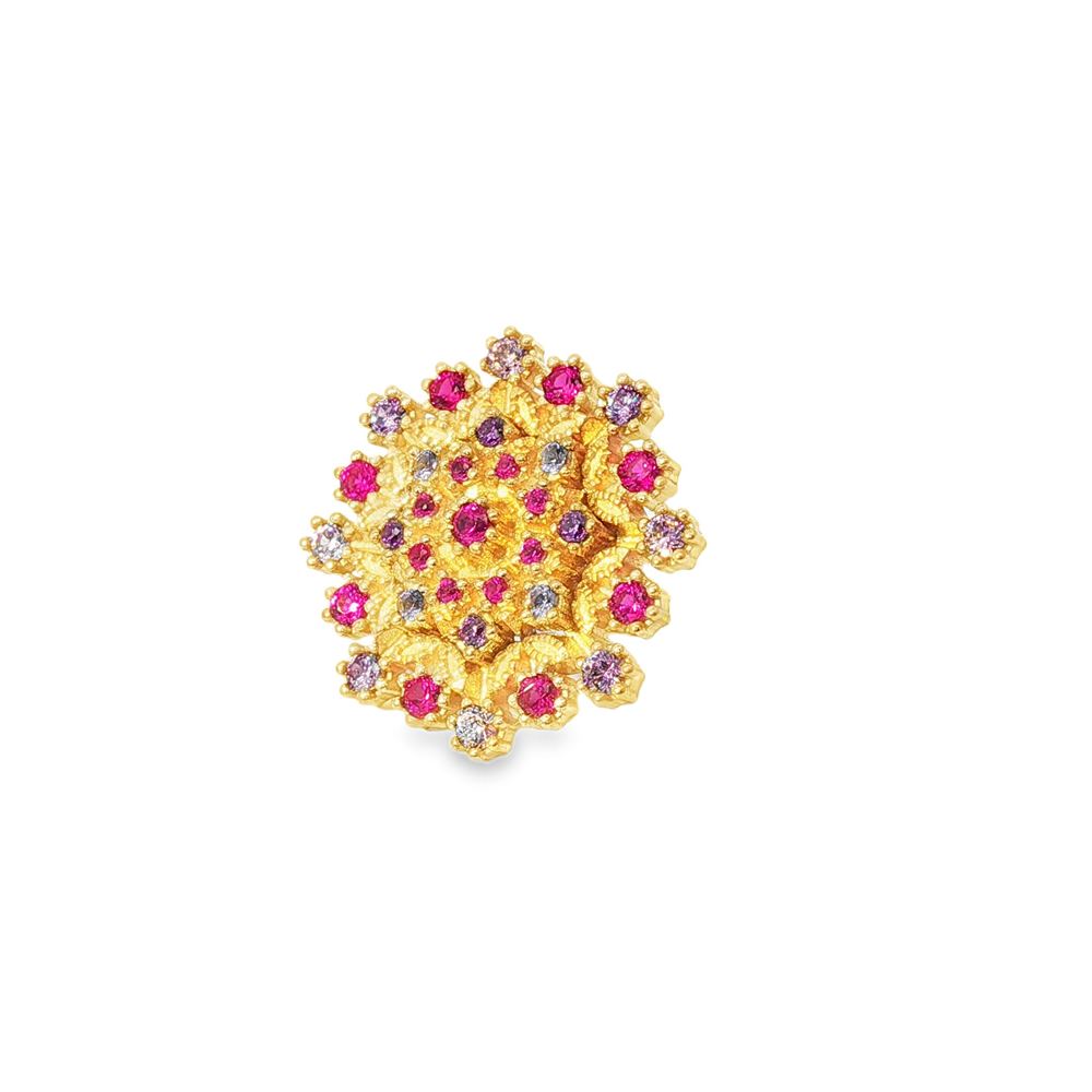 flake gold morganite ametista fucsia brooch