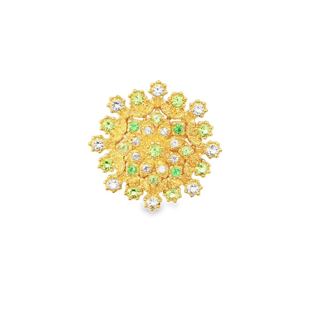 flake gold green champagne brooch
