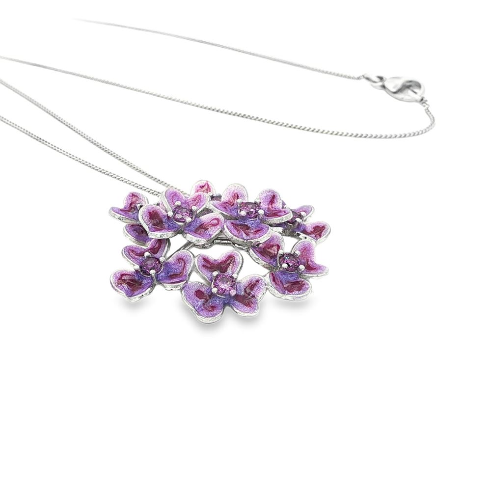 clover amethyst stones lavander glazed necklace