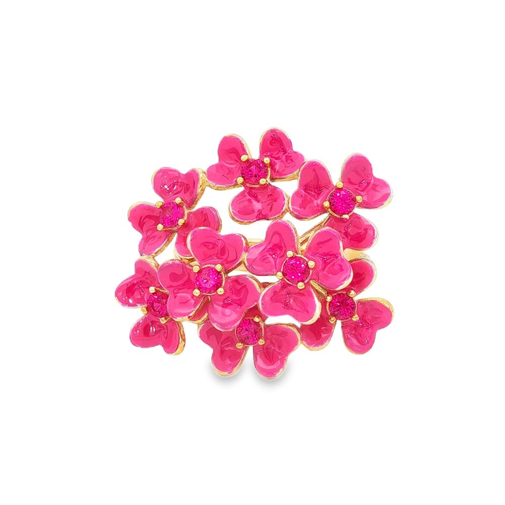 clover gold fucsia stones pastel pink ring