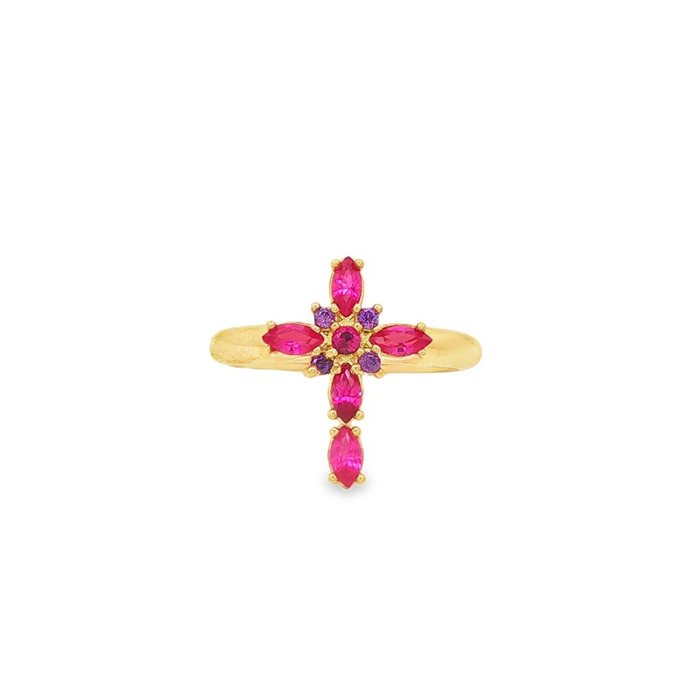crux gold fucsia&ametista ring
